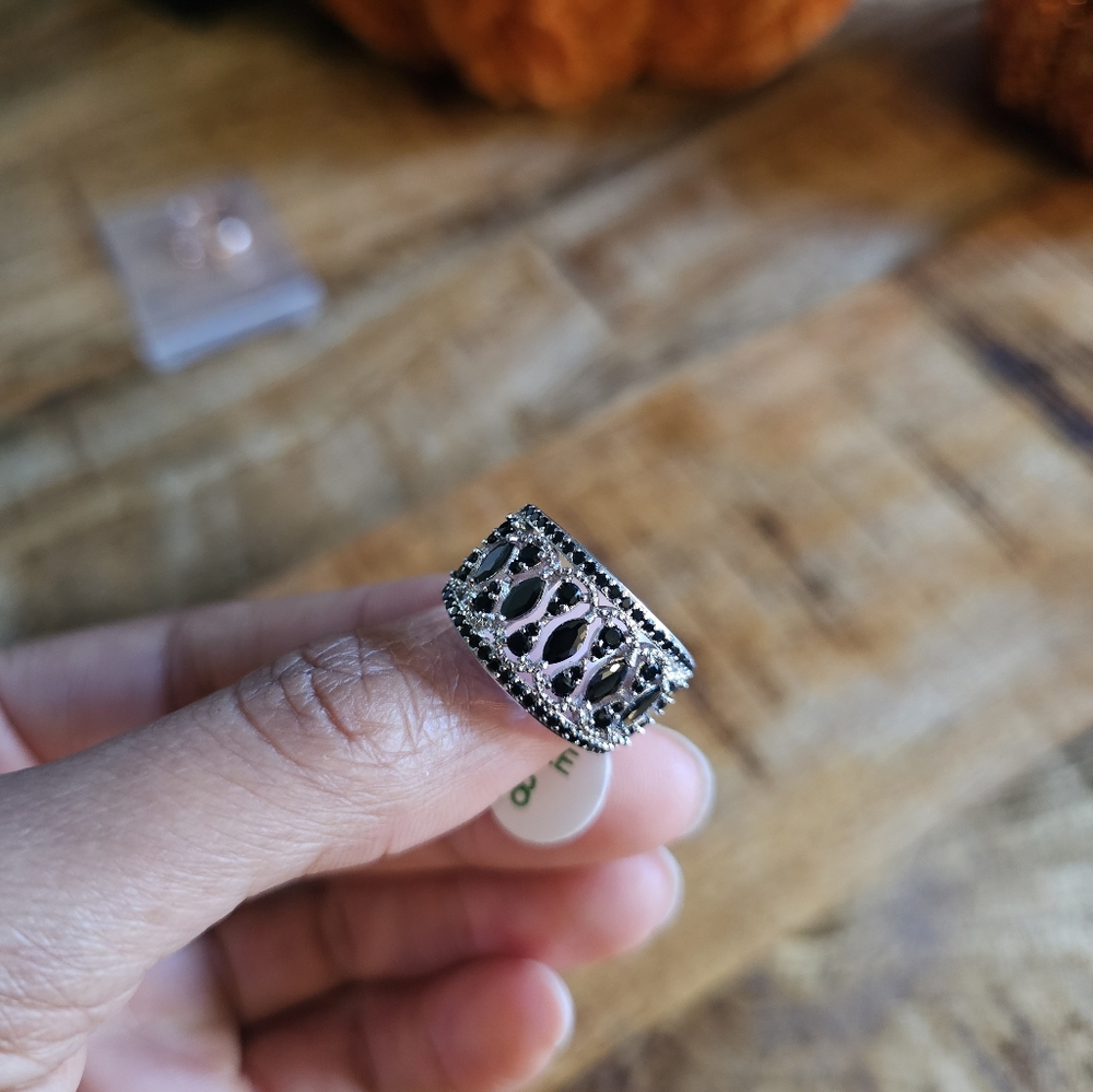 Black Onyx Cubic Zirconia Ring by Bomb Party Size 8